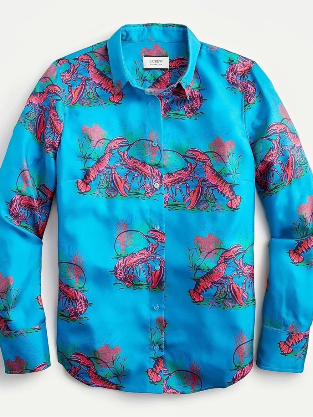 J. Crew Collection Silk Twill Shirt in Lobster Print